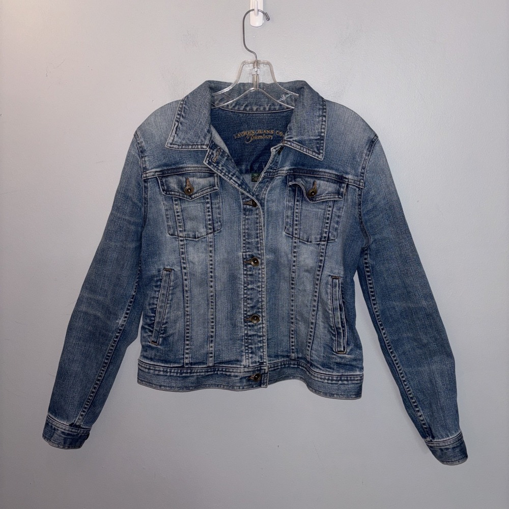 VTG Lauren Jeans Co. Premium Denim Jacket Women's Size S Western Festival Boho‎